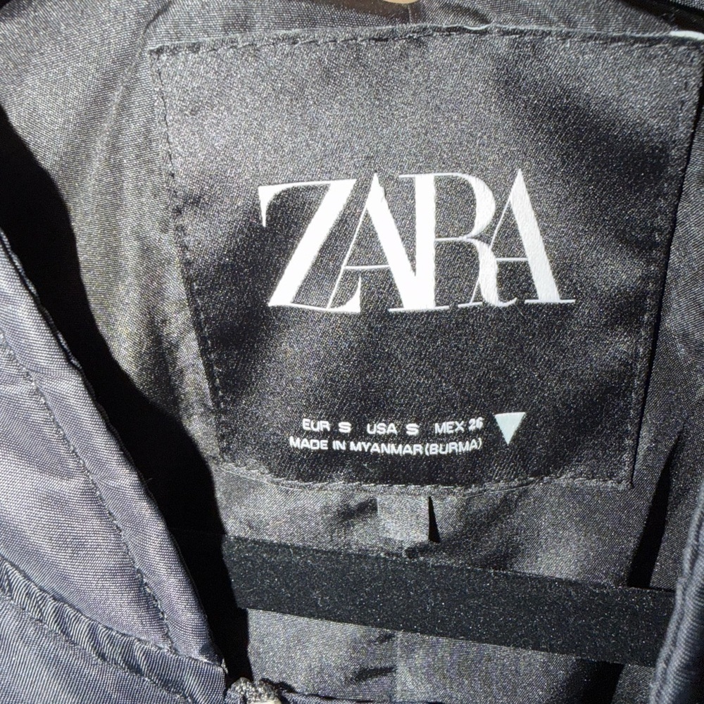 ZARA Cropped Nylon Rocker Oversized Bomber Jacket Black Sz S - Picture 7 of 8